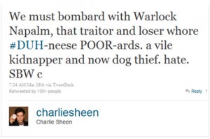 charlie sheen idiot napalm worst celebrity tweets denise richards