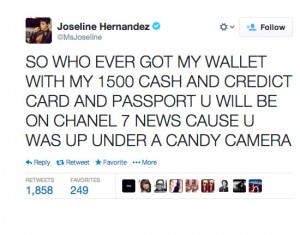 joseline hernandez wallet tweet celebrity