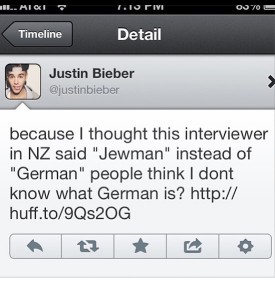 justin bieber worst celebrity tweets jewman german