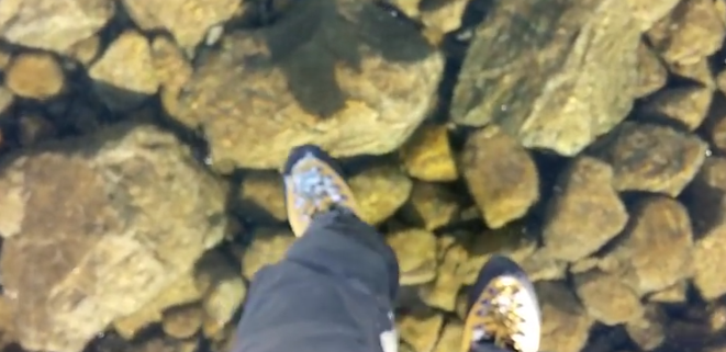 walking on frozen lake